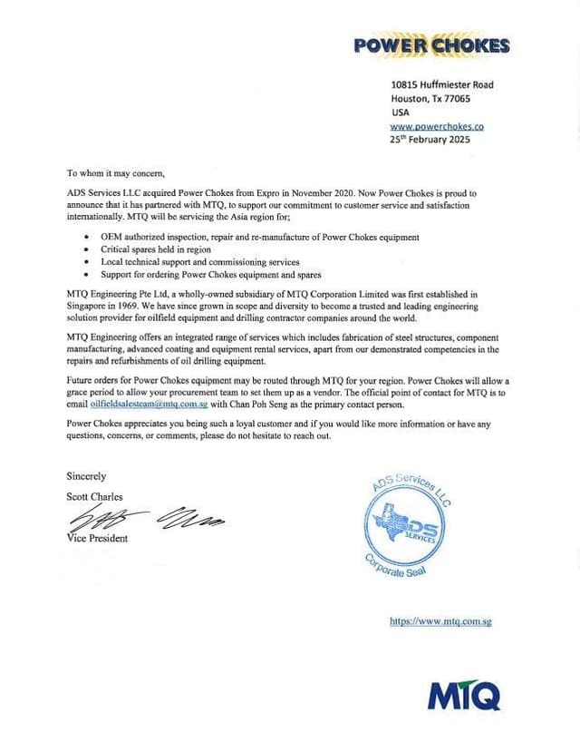 A new partnership between ADS Services LLC and MTQ Engineering Pte Ltd! ๐ค